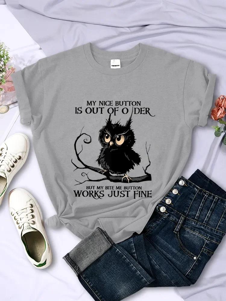 

Funny My Nice Button Is Out of Order Unisexs Tshirt Owl Cartoon Graphic Unisex Tees Shirt Short Sleeve Tshirt Femme TShirt Tops S