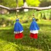 Earrings Multi-layered Fringe Earrings Creative Red, White, and Blue Flag-Colored Pendant Earrings 4th of July Independence Day Gift for Women