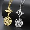 Fashion Hollow Pentagram Pendant With Miko Knot Gold Necklace Combination Charm