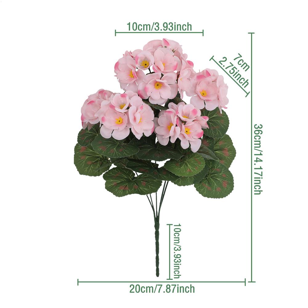 Artificial Flower Realistic Geranium Begonia Flower Wedding Bridal Bouquets Home Outdoor Garden Bonsai Decor Festival Garland