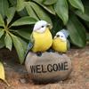 Bird Garden Decor, Welcome Sign Sculptures Statues for Yard Patio Lawn Funny Fairy Ornaments Outside Figurine Home Decorations