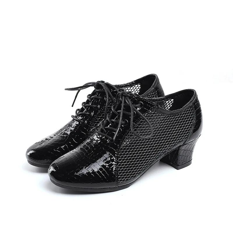 XIHAHA Women High-heeled Shoes Latin Dance Shoes Female Head Layer Cowhide Stone Pattern Sole Ballad Ballroom Jazz Woman Shoes