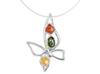 Short Silver Butterfly Necklace with Baltic Amber Butterfly Choker 40cm
