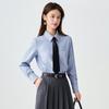 Women's Blue Striped Slim Fit College Shirt for Petite Students