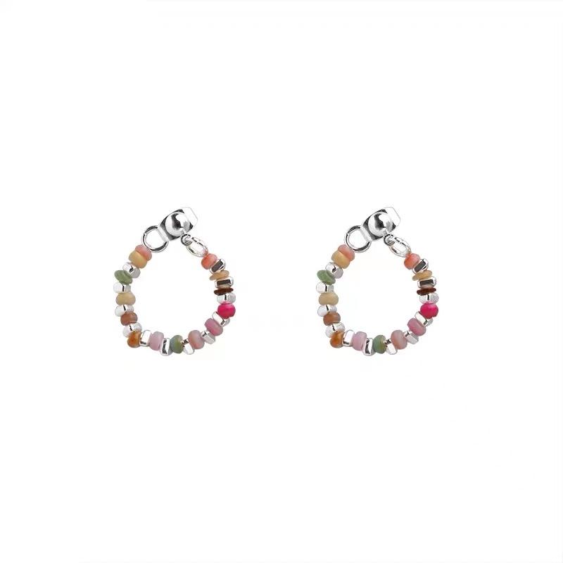 IF ME Colorful Beads Hoop Earrings Artificial Pearls Crystal Bow Butterfly Gold Silver Earings for Women Hypoallergic Accessories Jewelry
