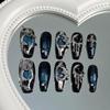 Y2K Cyberpunk Blue Cat Eye Dark Spicy Girl Nails - Handmade, Wearable, Removable