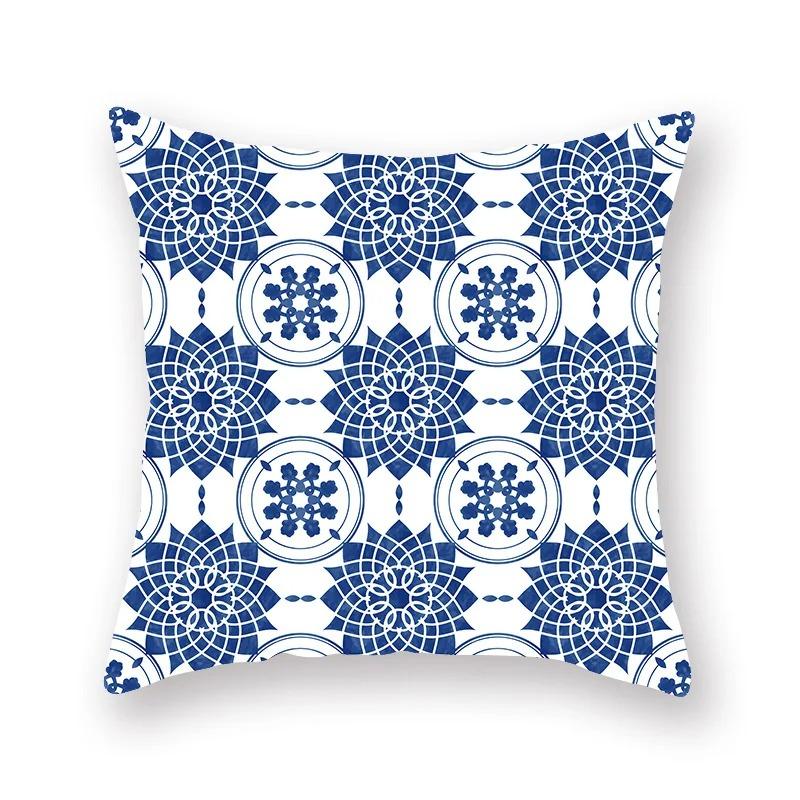 Blue and White Porcelain Print Pattern Luxury Home Decoration Pillowcase Living Room Sofa Car Cushion Cover