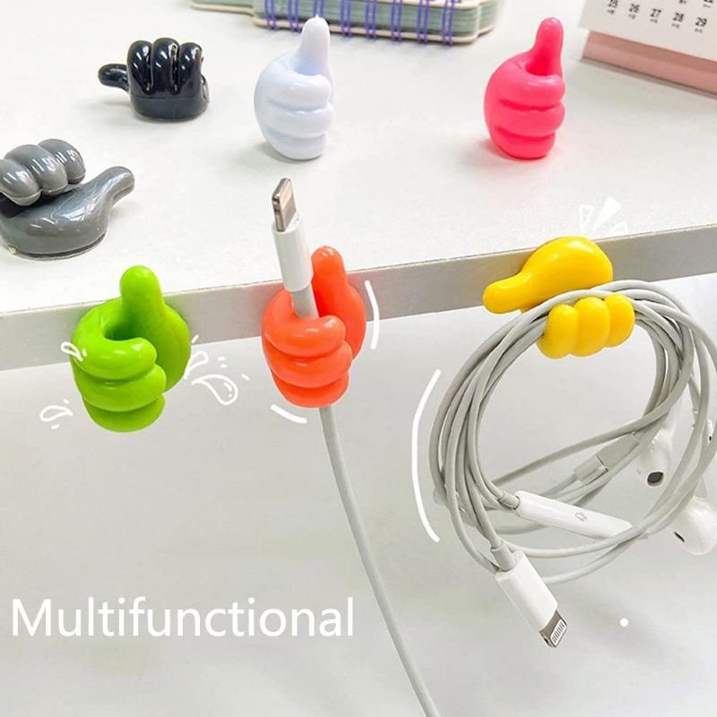 Self-adhesive Thumb Wall Hook for Hanging, Cable Clip, Wall Silicone Hook for Desk Wire Management, Random Colors