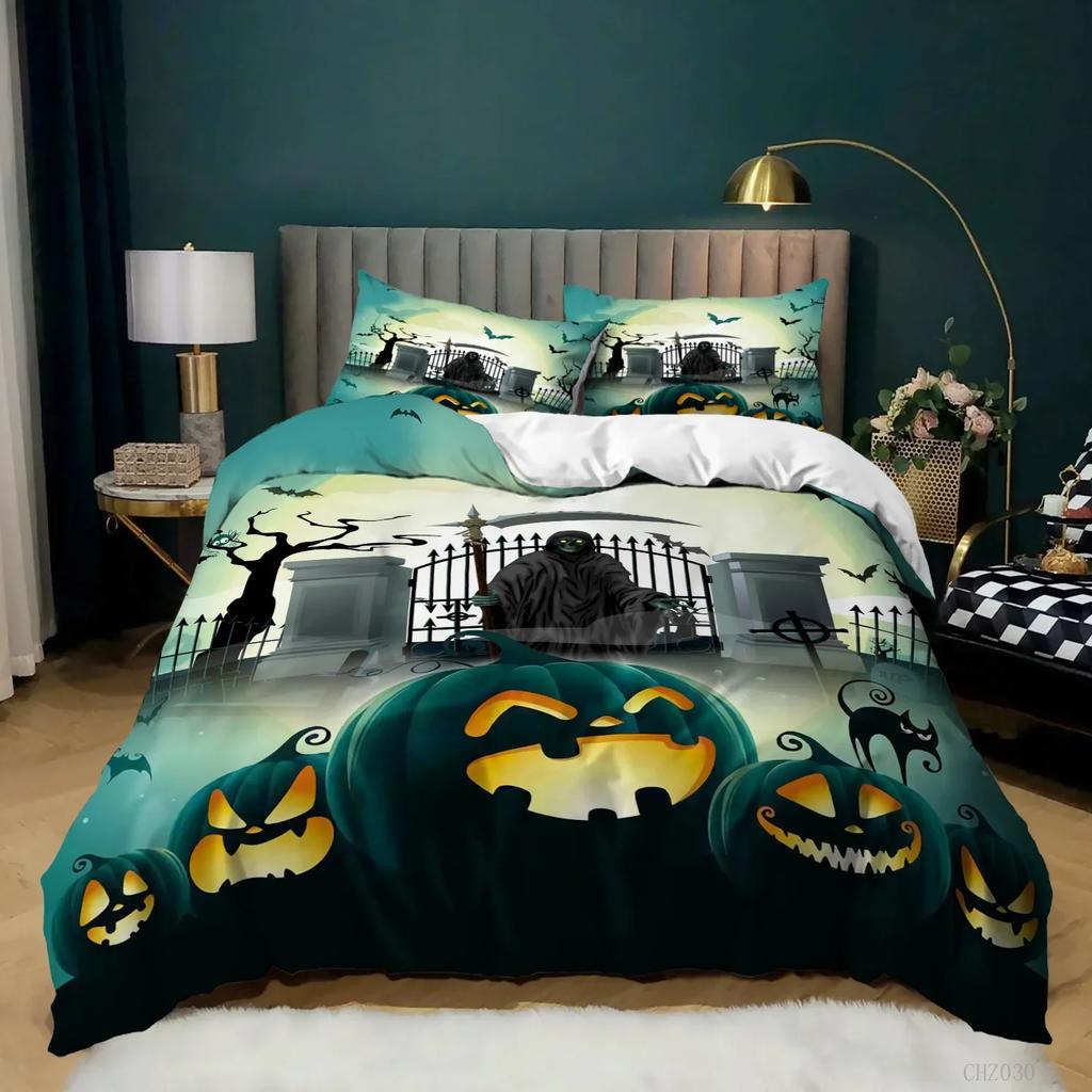 Halloween Duvet Cover Queen King Cartoon Pumpkin Comforter Cover Lantern Bedding Set Microfiberghost Quilt Cover For Boys Girls