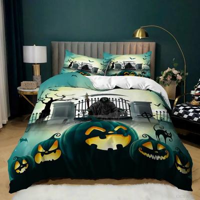 Halloween Duvet Cover Queen King Cartoon Pumpkin Comforter Cover Lantern Bedding Set MicrofiberGhost Quilt Cover for Boys Girls