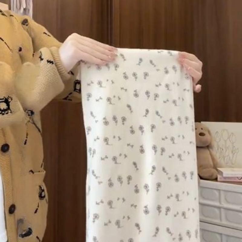 Floral Print Drapey Athletic Pants for Women - Summer Thin Wide-Leg High-Waisted Loose Versatile Straight-Leg Casual Trousers