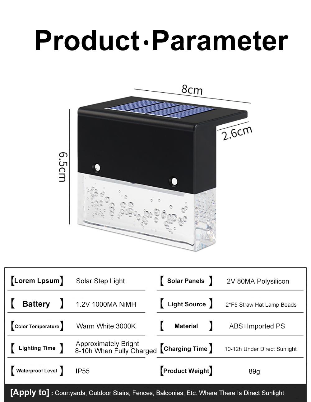 LED Solar Deck Lights Outdoor Waterproof Warm White Color Changing Lighting LED Solar Fence Lamp Step Solar Step Light 0.26