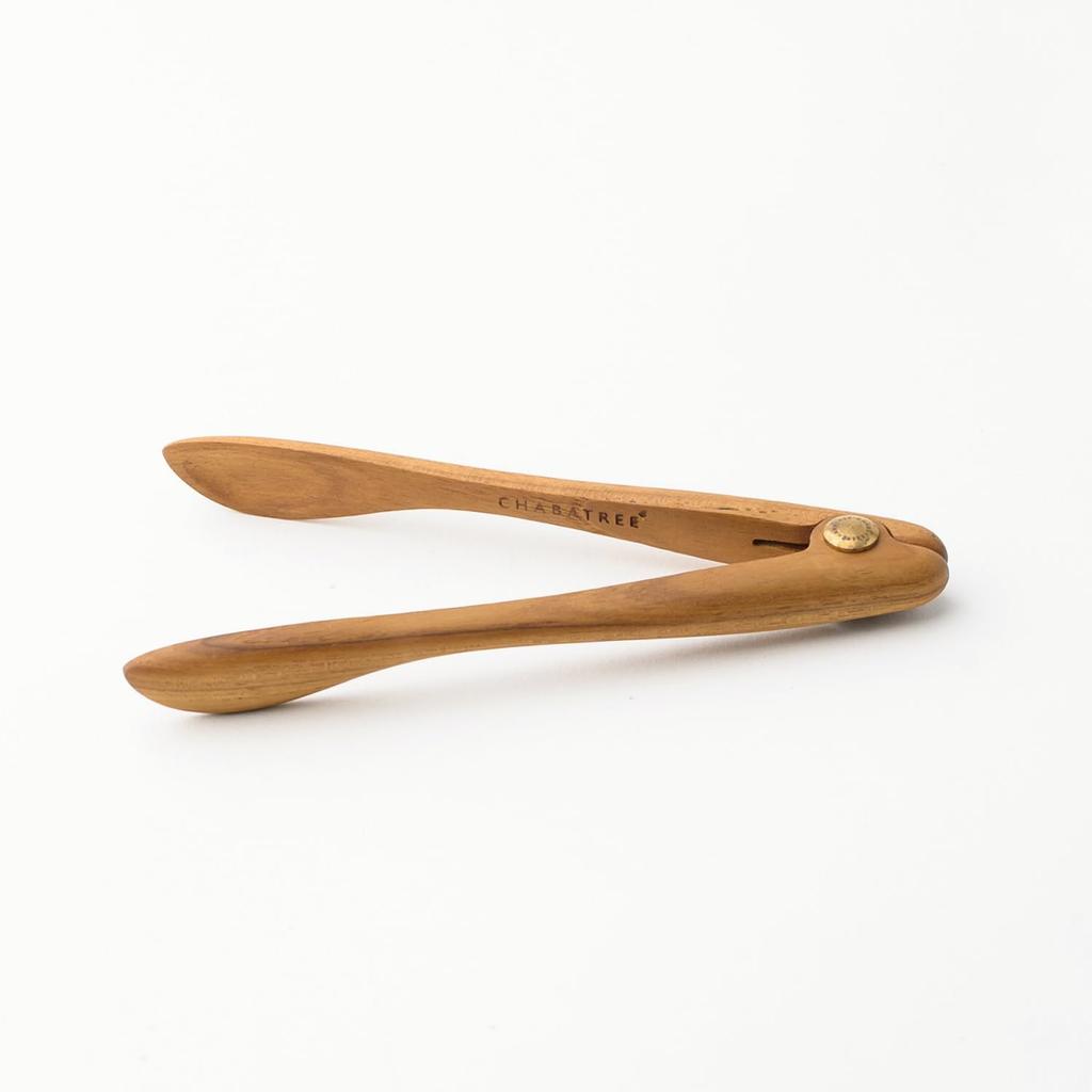 ChaBatree Wooden Tongs Teak Wood Kitchen Tools Horsetail 14.5cm
