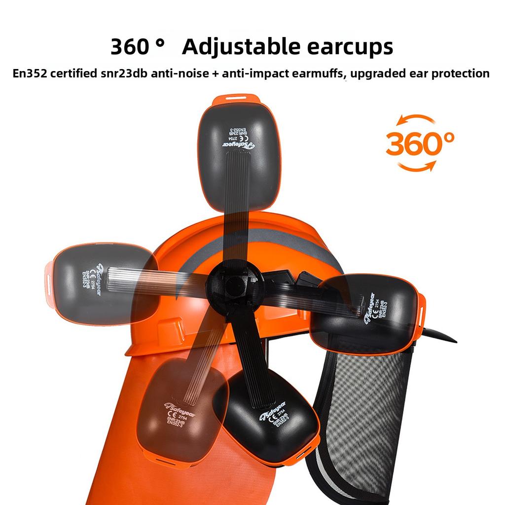 Forestry Chainsaw Helmet Adjustable SNR Earmuffs Mesh Goggles