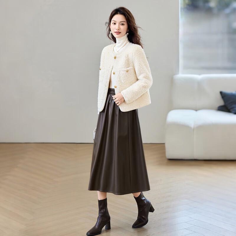Women's Round Neck Single-Breasted Short Coat
