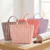 1pc Pink Vertical Stripe Tote Bag, Large Capacity Lightweight Design, with Soft-Touch Handle and Minimalist Silhouette,Women Bag