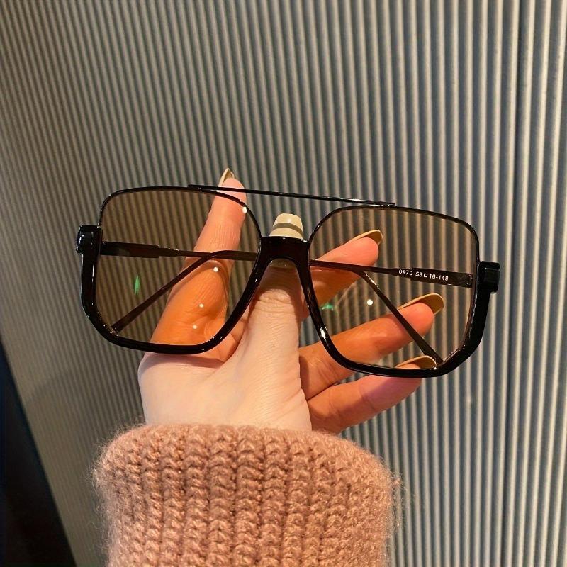 Fashion Oversized Metal Frame Mirrored Lens AC Glasses Double Bridge Retro for Men Women Beach Party Golf