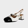 Summer New Mary Jane Fattened and Widened Large-size Women's Shoes 2025 Empty and Breathable Korean Version of Color Matching High Heels Women
