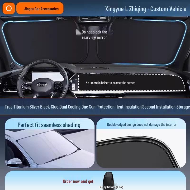 Geely Car Sunshade: Heat-Insulation Windshield Curtain for 25 Models, including Xingyue L, Xingyuan, Xingrui, Emgrand, Boyue L, and Panda MINI.