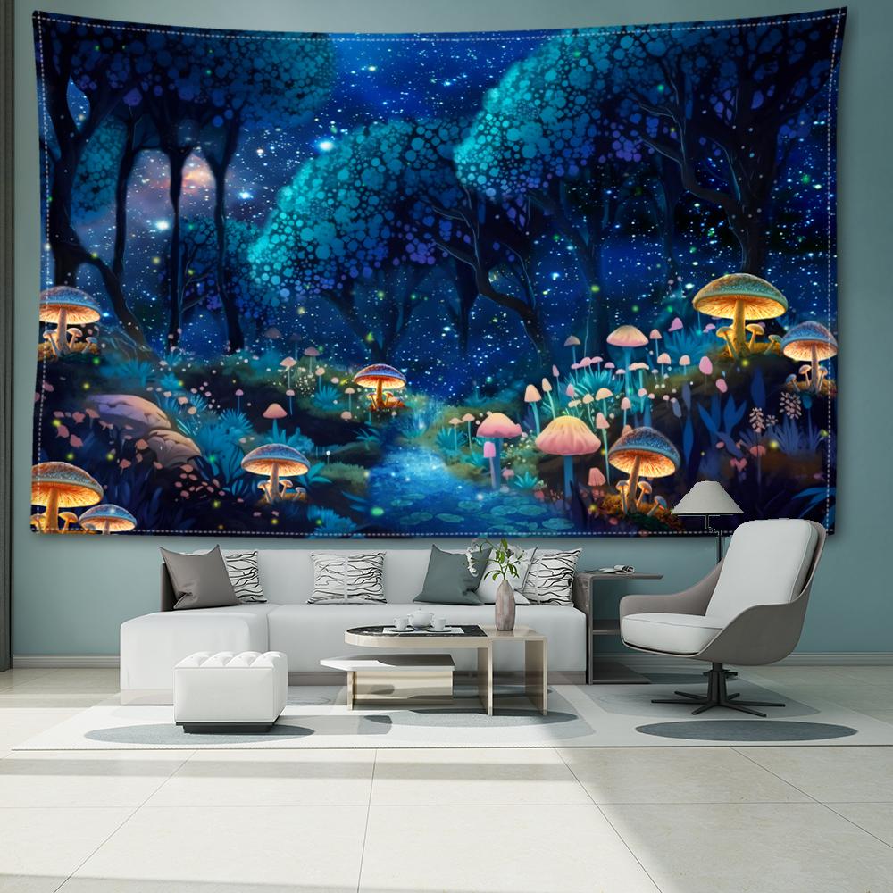 After Rain Mushroom Forest Tapestry Wall Hanging Bohemian Abstract And Minimalist Modern Style Living Room Bedroom Home Decor
