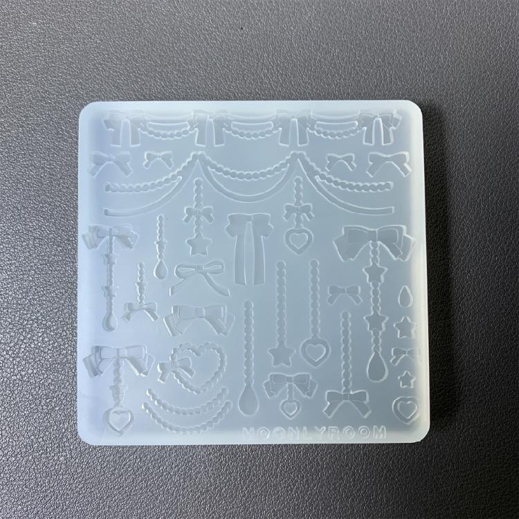 Flexible Silicone Pendant Mould Epoxy Bowknot and Bead Chain Accessories Mold Handmade Jewelry Projects Making Mold