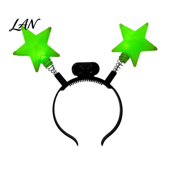 One-button Switch Hairband LED Star Headband with Spring, Light Up Wobble Hair Hoop Shape for Party Concert, Glowing Festival Prop Kids Adults,