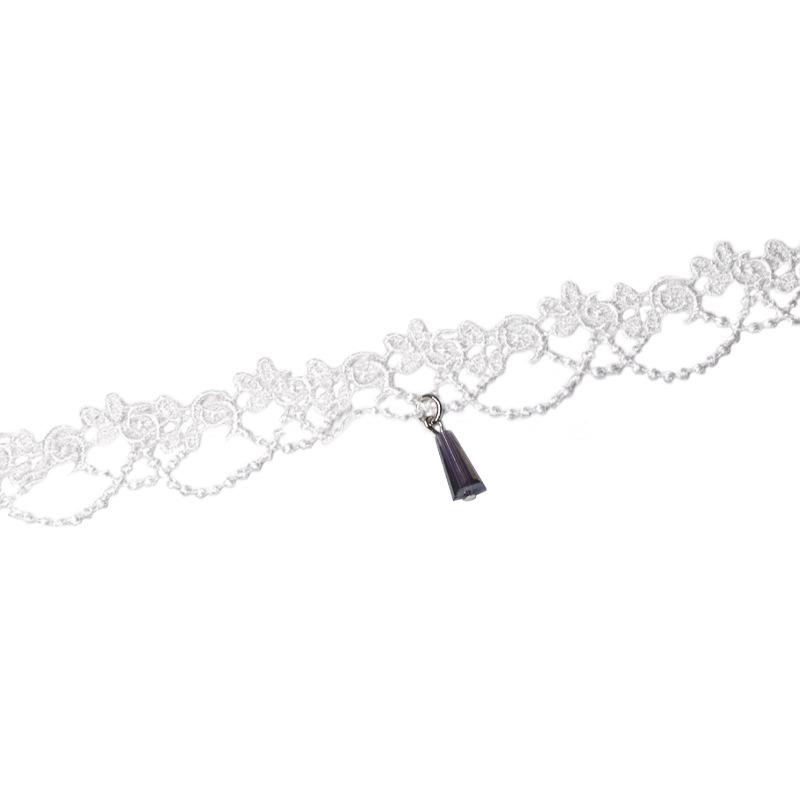 Mode Weiß Quaste Spitze Halsband Halskette Damen Retro Sexy Spitze Handgemachte Schlüsselbein Kette Halskette Mädchen Hals Schmuck
