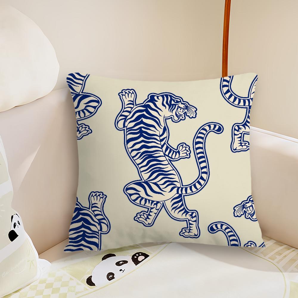 Fashion Animal Style Tiger Cushion Cover Pillow Case Plush Fabric Soft Double Sided Print Sofa Cushion Cover Throw Pillow Covers