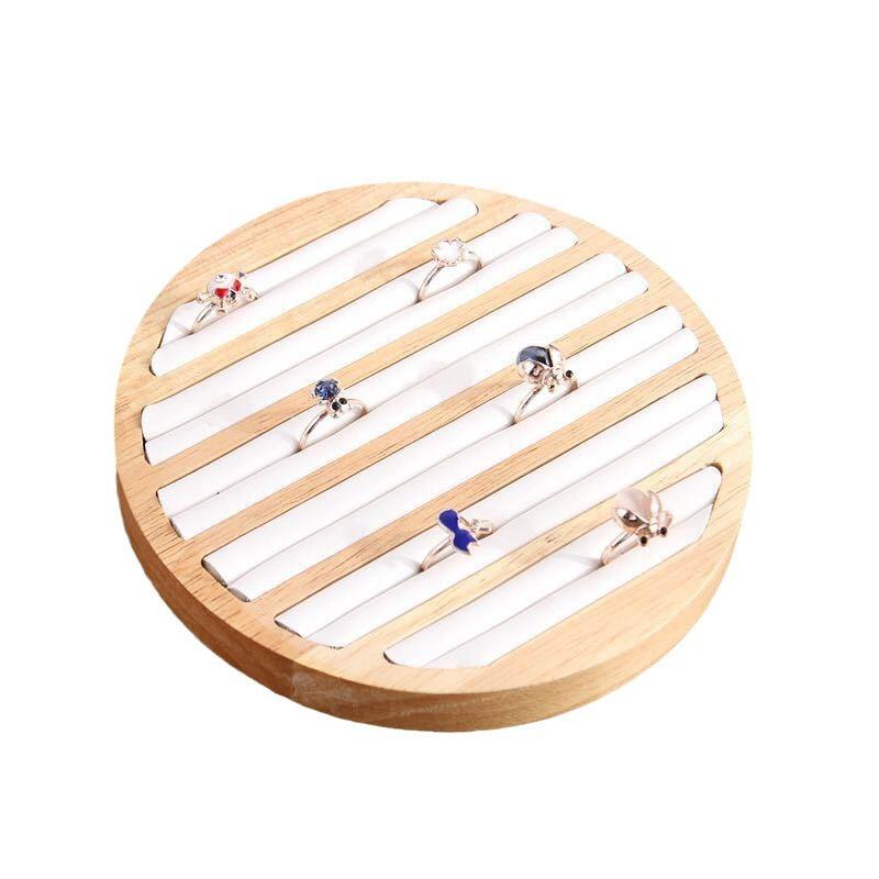 Wood Round Shape Jewelry Tray Ring Earrings Bracelet Display Plate Jewellery Storage Stand Counter Props