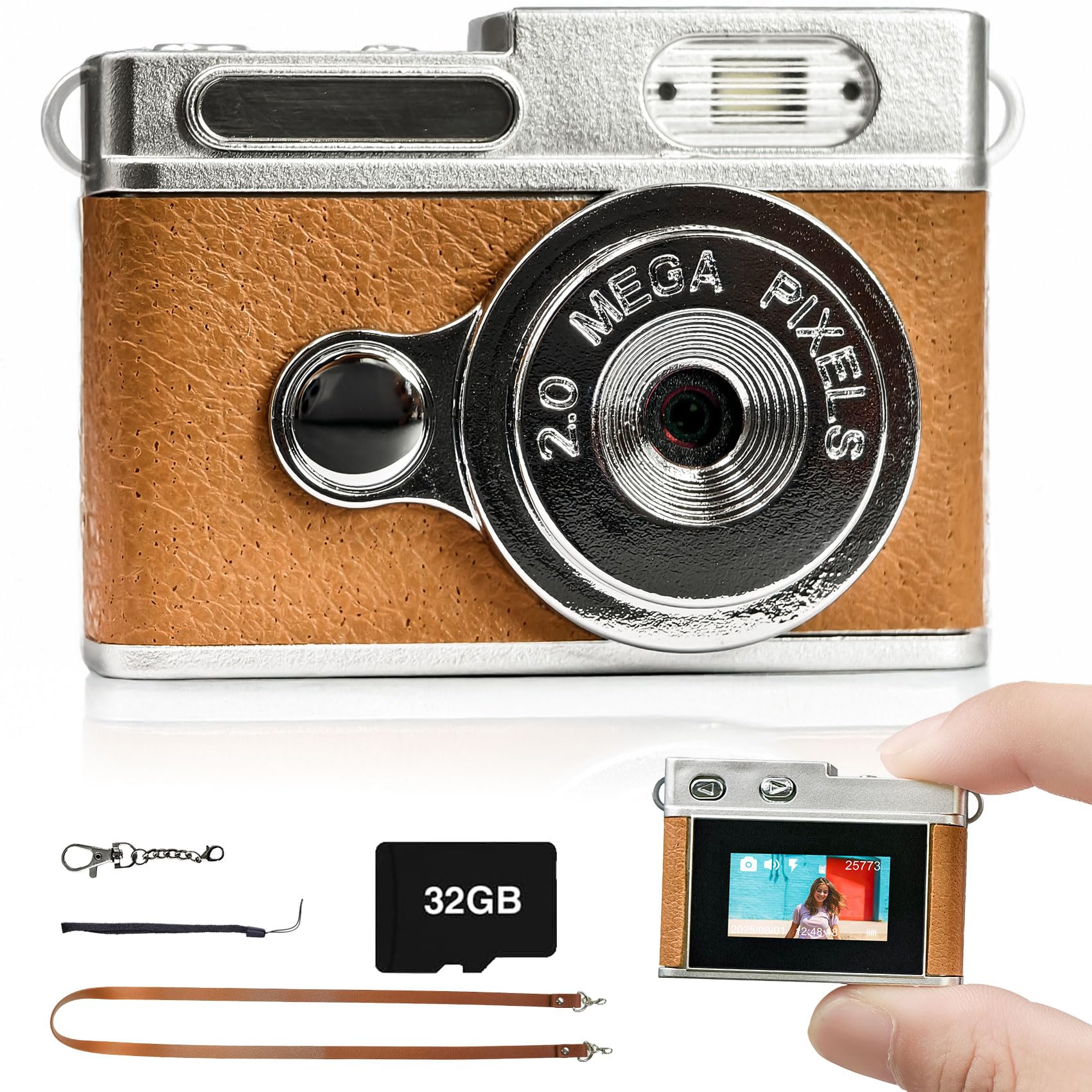 

Компактный Ретро Цифровой Брелок Идеально подходит для Включает 32 ГБ Японскую Инструкцию Камера, 1080P, 0,96-дюймовый Экран, Портативный, Набор, Новички, Карта,