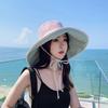 All-match Big Brim Cover Face Fisherman Hat Summer Bucket Hat for w/ Windproof Rope for Sun Hat Sunscreen for Outdoor Ac  Khaki