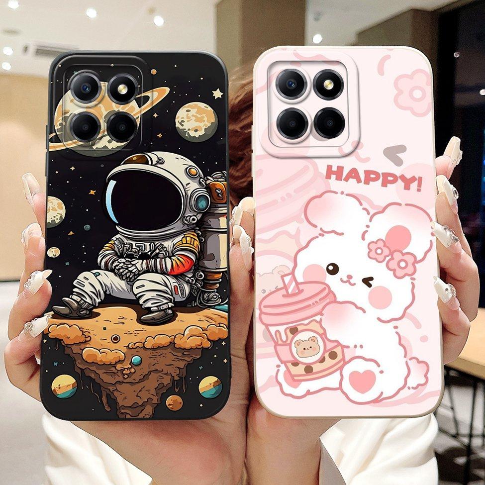 For Honor X6 X6a X6b Case Cover Silicone Cute Cartoon Cat Girl Luxury Flower Shockproof Phone Case For Honor X6a Back Cover Boys