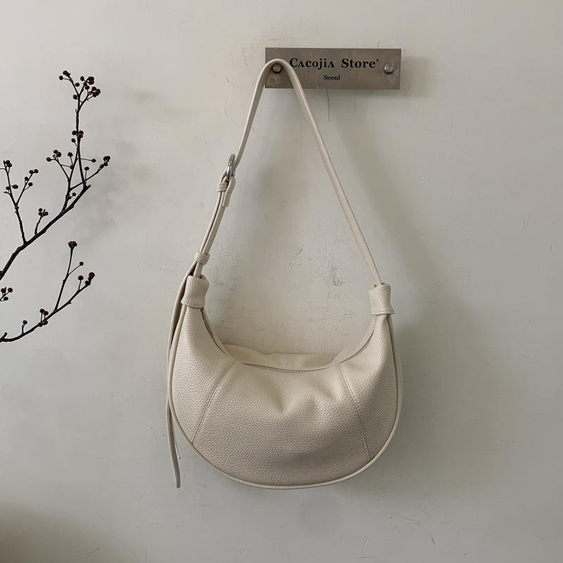 Retro Simple Solid Color PU Leather Women's Shoulder Bags Versatile Ladies Dumpling Bag Large Capacity Female Crossbody Bag