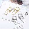 2022 New Silver Colour Double Layer Chain Tassel Hoop Earrings For Women INS Popular Cold Style Women Fashion Jewelry