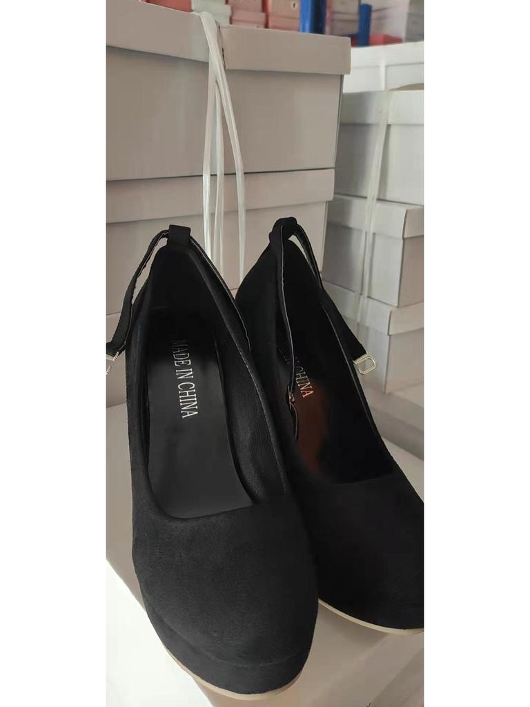 Korean Style Women's High-Heeled Platform Shoes, Solid Color, Plus Size 42