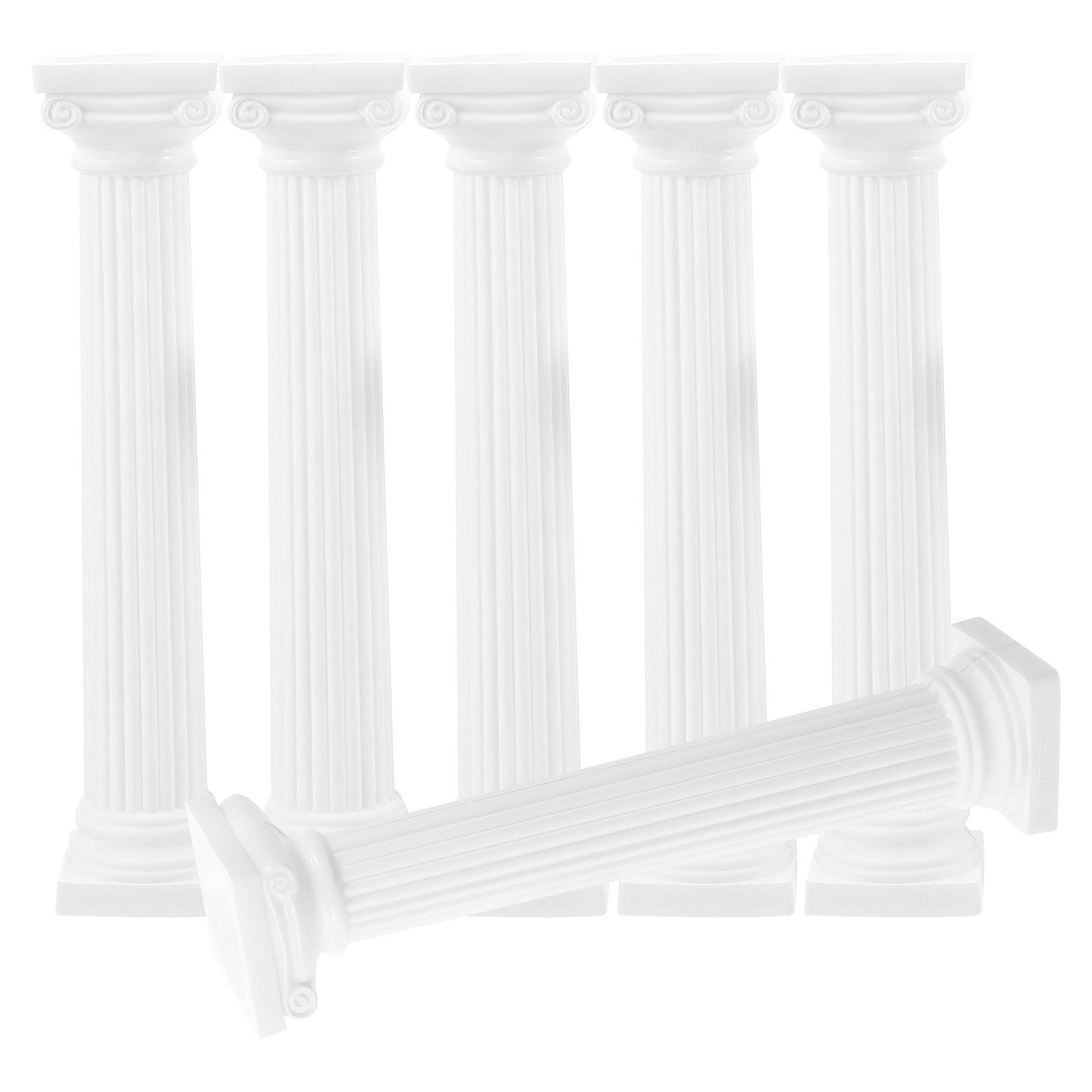 6 Pcs Cake Roman Column Decoration Party Decorations Plastic for Model Square White Small Statue Columns and Pillars New
