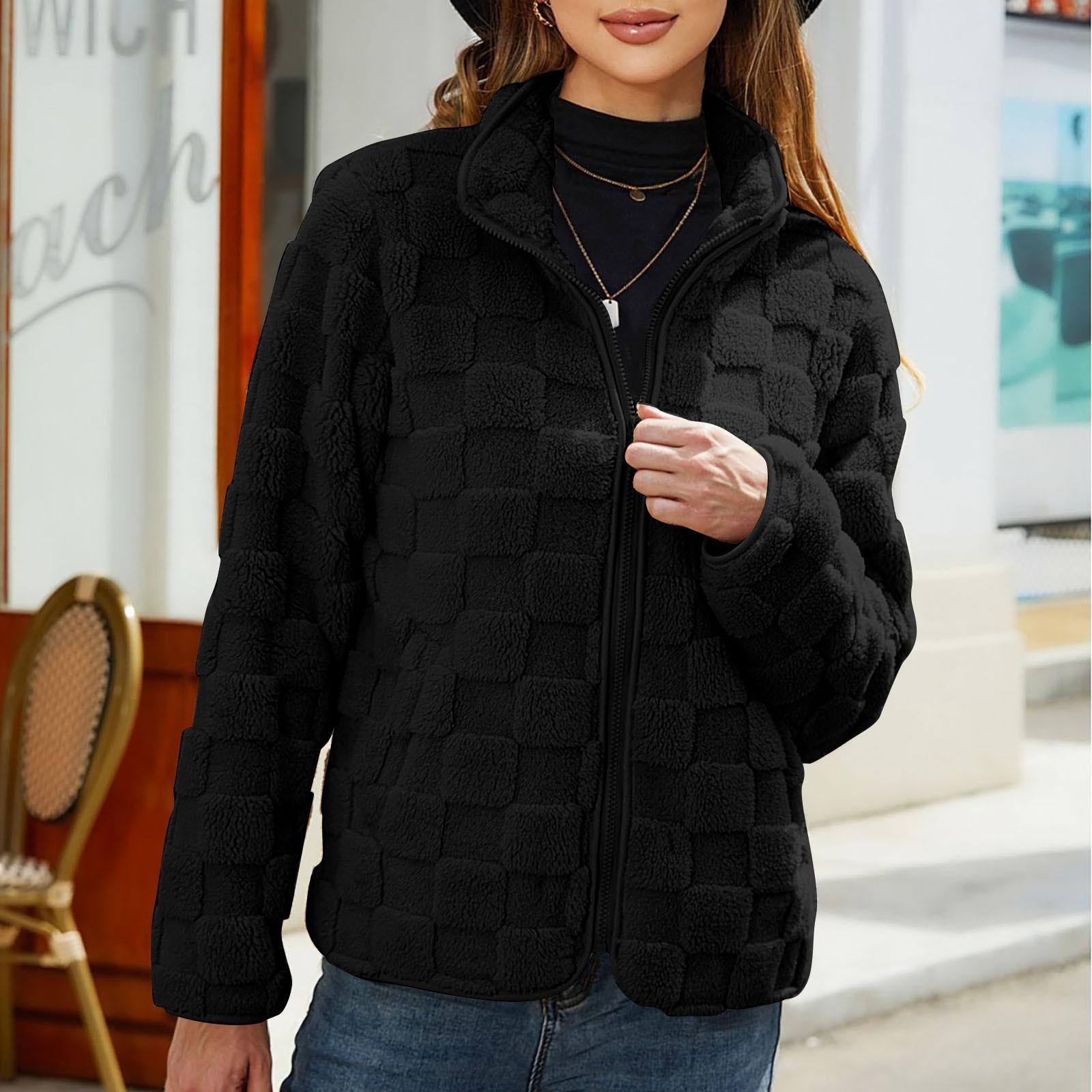 

Женское однотонное свободное модное теплое пальто большого размера с длинными рукавами L чёрный