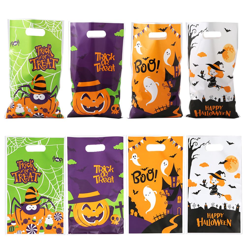 40pcs Halloween Gift Plastic Gift Tote Candy Party Pumpkin Spider Element Colorful Packaging Plastic