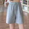 Women's High-Waist Gray Cotton Sports Shorts - Lightweight, Loose Fit for Running & Casual Wear