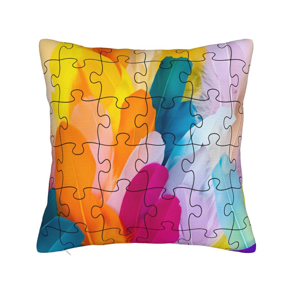 Bold Colorful Autism Puzzle Seamless Pattern Pillow Case Graphic Pillow Cover Novelty Pillowcases For Sofa Couch Bed Living Room
