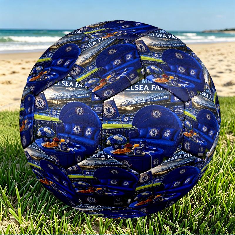 Chelsea F.C. Aufdruck Größe 5 Fußball, PU Abriebfester Fußball für Spieltraining und tägliches Üben, Geburtstagsgeschenk für Fußballfans