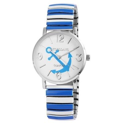 Montre - EXCELLANC - Selin - 36 Mm - Bracelet Acier Extensible - Bicolore Bleu/argenté