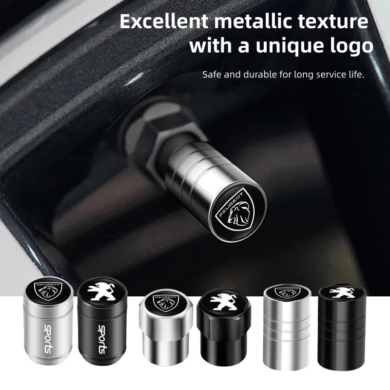 4PCS Aluminum Alloy Car Tire Valve Stem Caps For Peugeot 206 207 307 308 408 508 2008 3008 5008 Wheel Dustproof Decor Covers