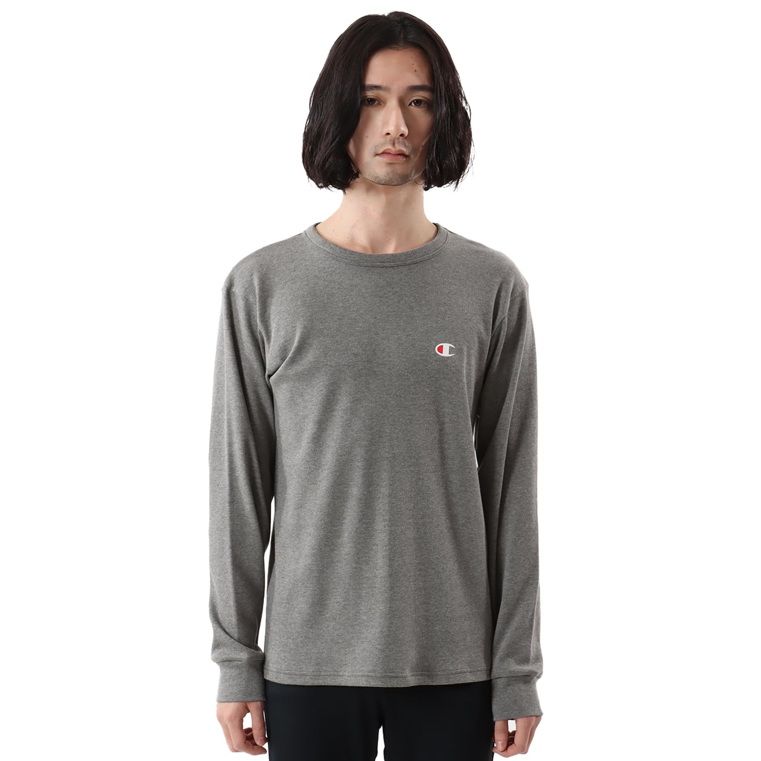 

Champion Heather Charcoal Long Sleeve Size Round Neck Men s T-Shirt, L, CM4HQ202, Moisture-Wicking, Quick-Drying,