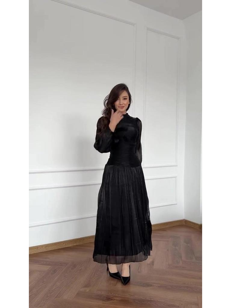 2025 Winter Elegant Light Luxury Long Sleeve Waist-Cinching Dress for Women