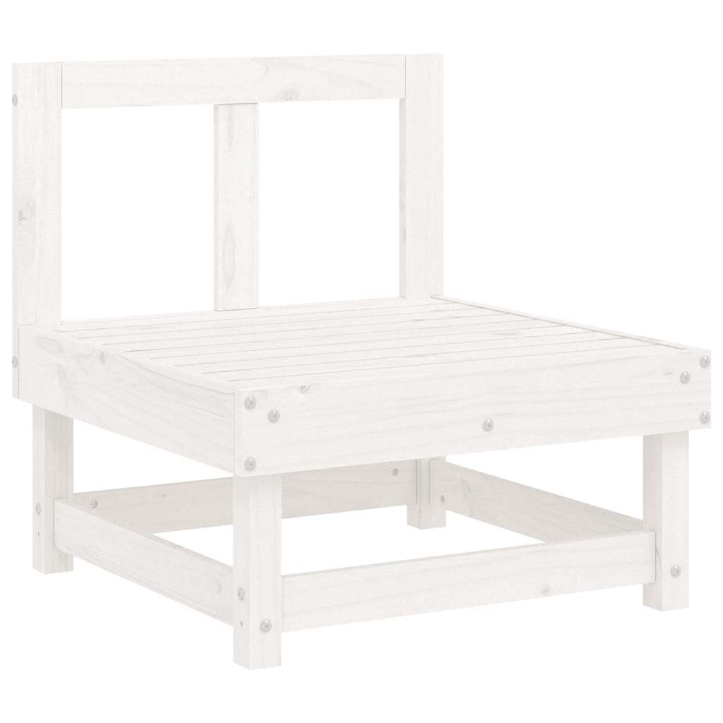 Mid Section Sofa with Cushions White Solid Pine Wood