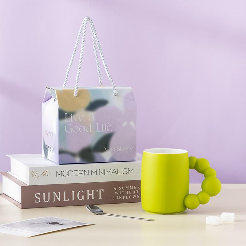 Living Well High Value Color Glaze Mug Event Gift Box Ins Style Coffee Cup Water Cup Wedding Souvenir