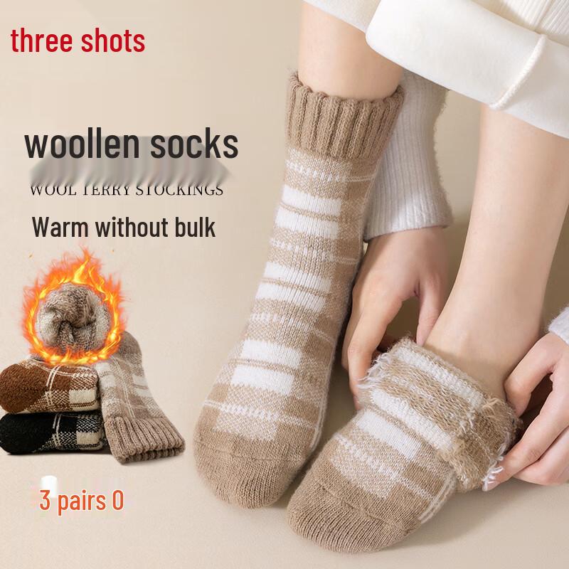 Three-gun Women s Fluffy Wool-Blend Warm Socks One Size