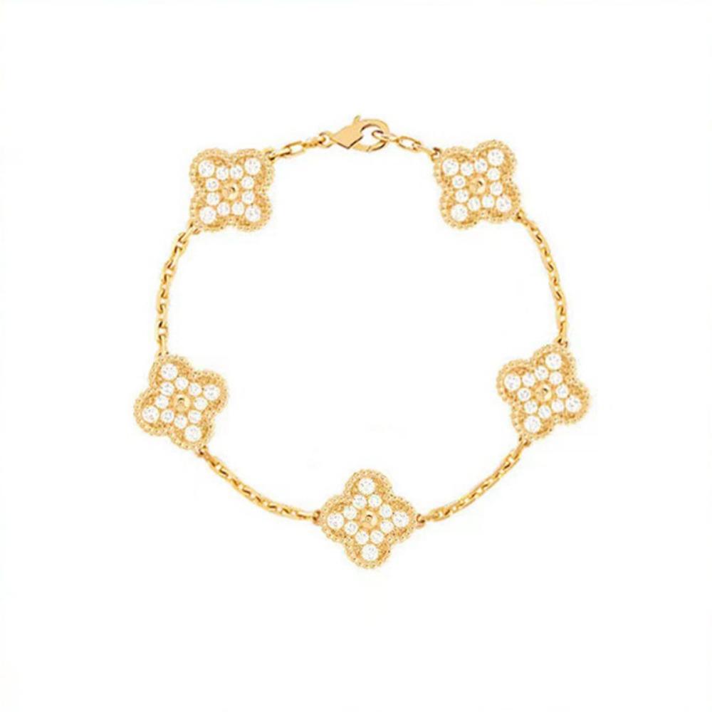 Luxury and Sophisticated Four-leaf Clover Bracelet for Women Made of Agate and Mother-of-pearl