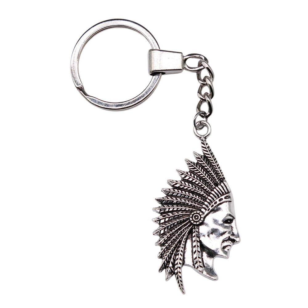 Chiefs Pharaohs Buddha Spiritual Amulet Pendant Antique Bronze Metal Keychain with 30mm Ring for Couples